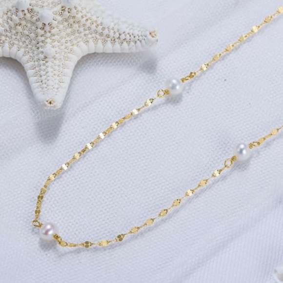 18k Gold Plated Over 925 Sterling Silver Freshwater Pearl Necklace - Picture 3 of 6